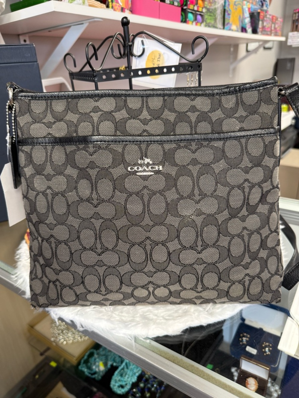 Coach Gray/Black Signature Crossbody Shoulder Bag